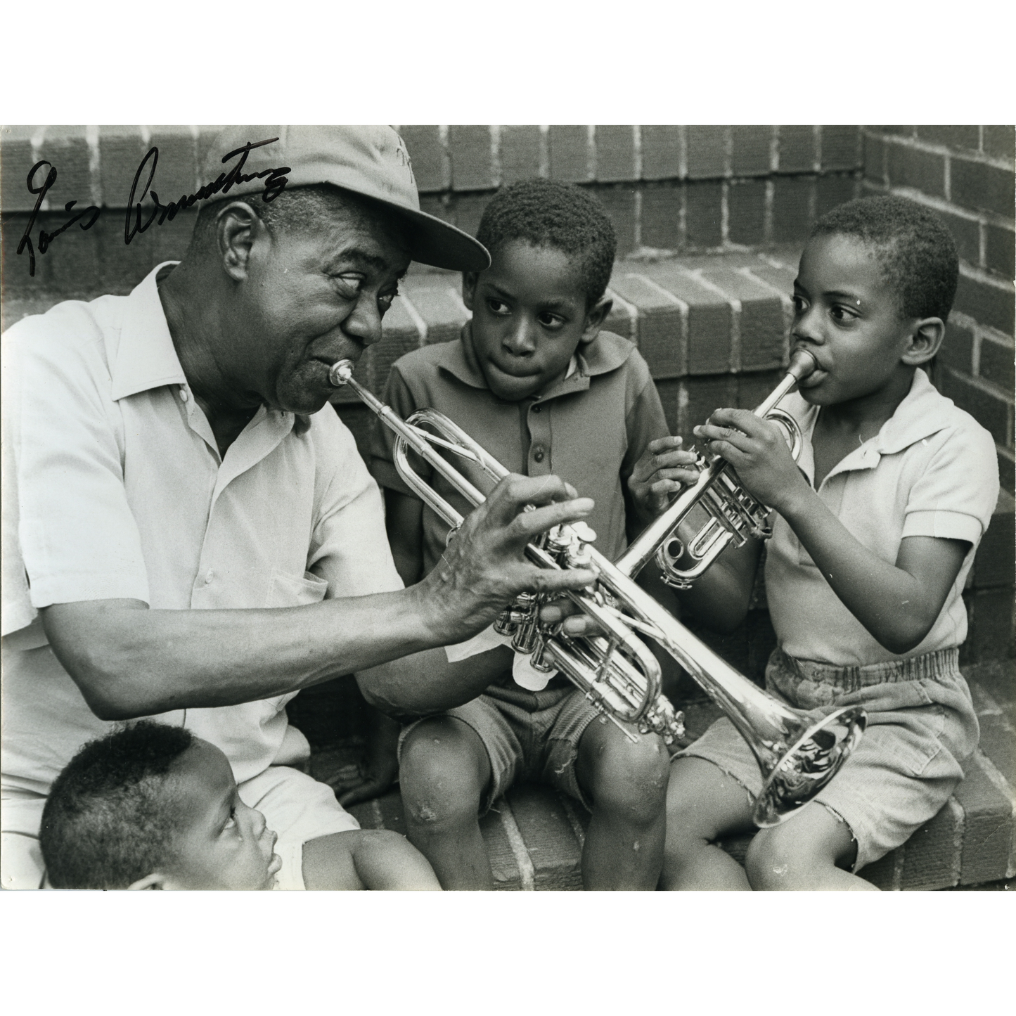 8 x 10 Print of Louis on his steps with Neighborhood Children