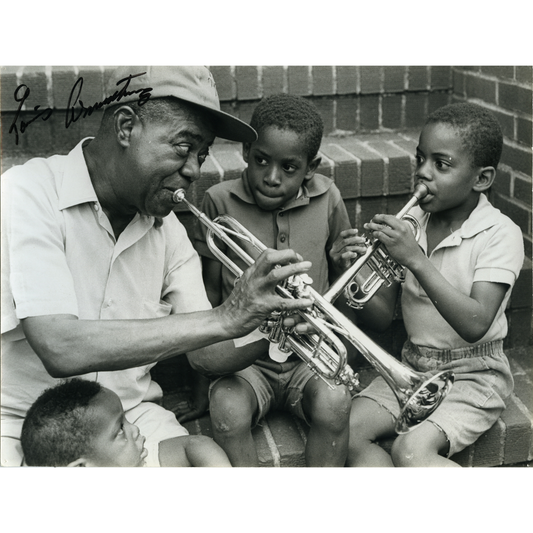 8 x 10 Print of Louis on his steps with Neighborhood Children