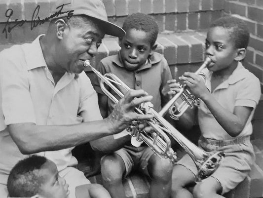 8 x 10 Print of Louis on his steps with Neighborhood Children